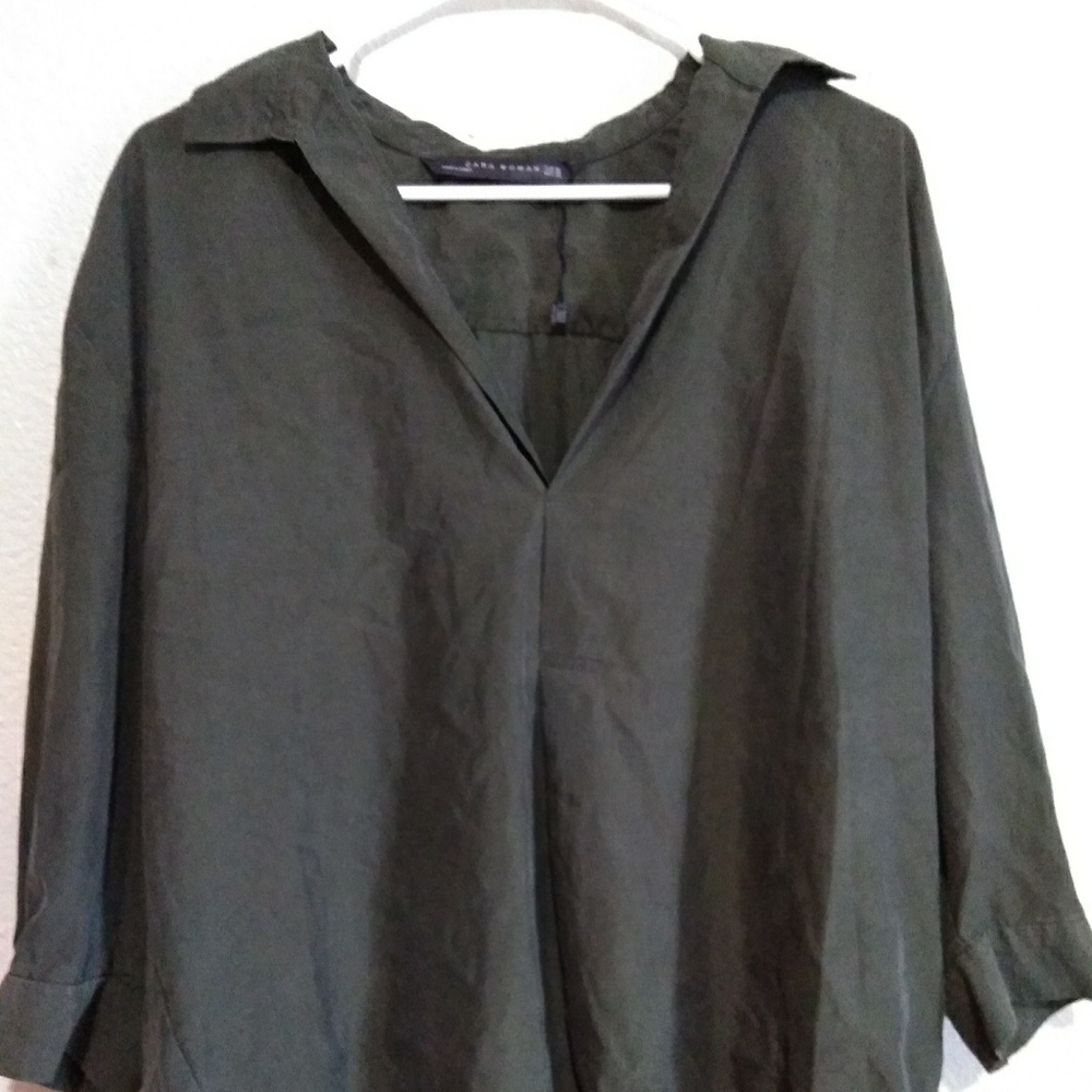 Zara women's dark green blouse